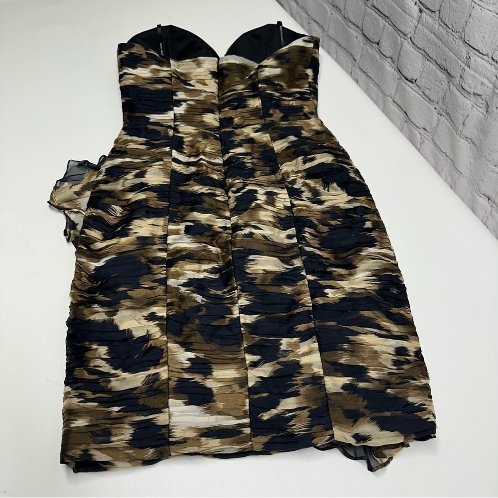 KURT THOMAS SILK Elegant Strapless Brown and Black Dress SIZE 2 - Picture 6 of 13
